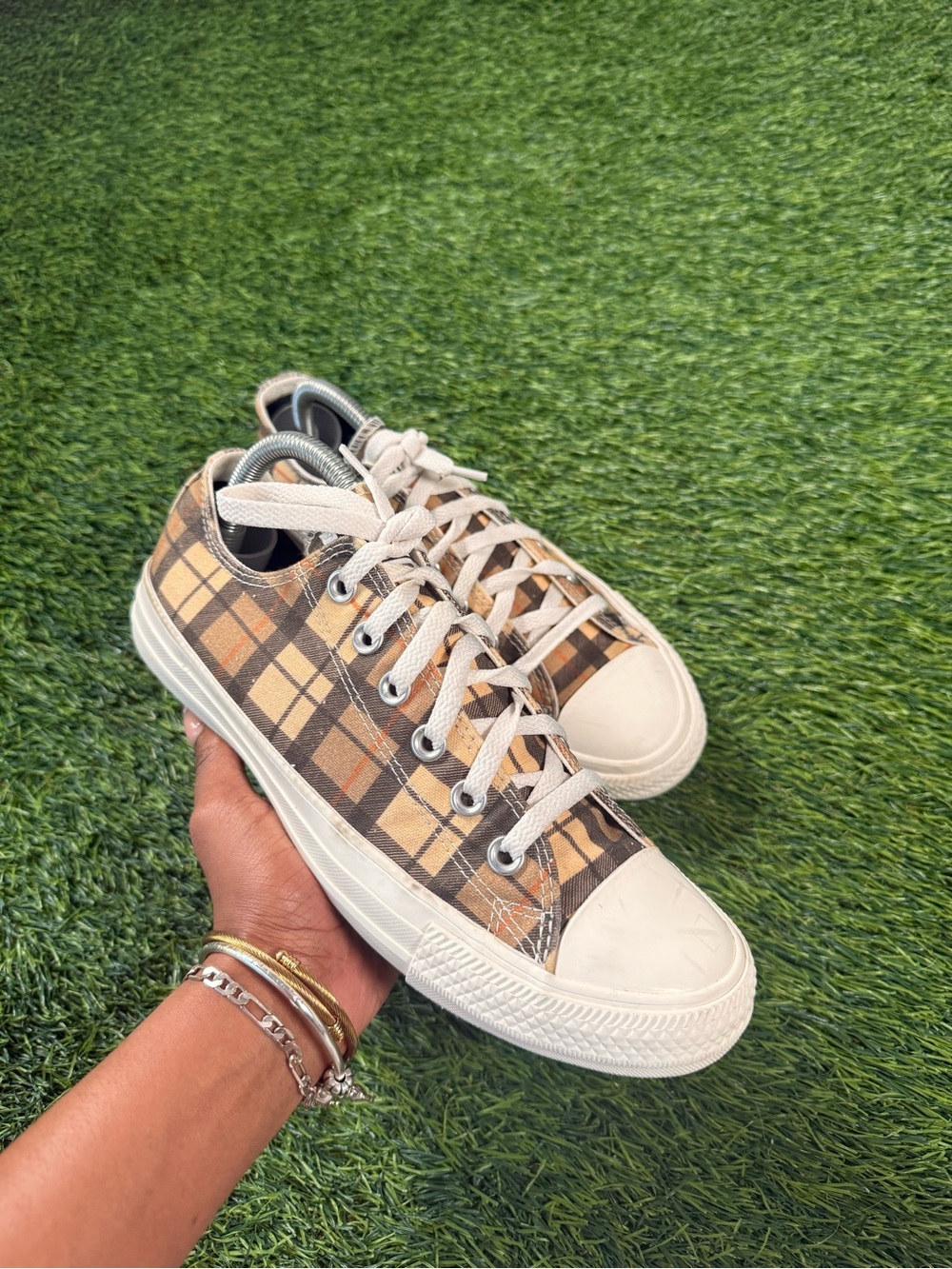 Converse All Star Move Platform Plaid Low Top Sneakers Tan Brown Women’s 8.5